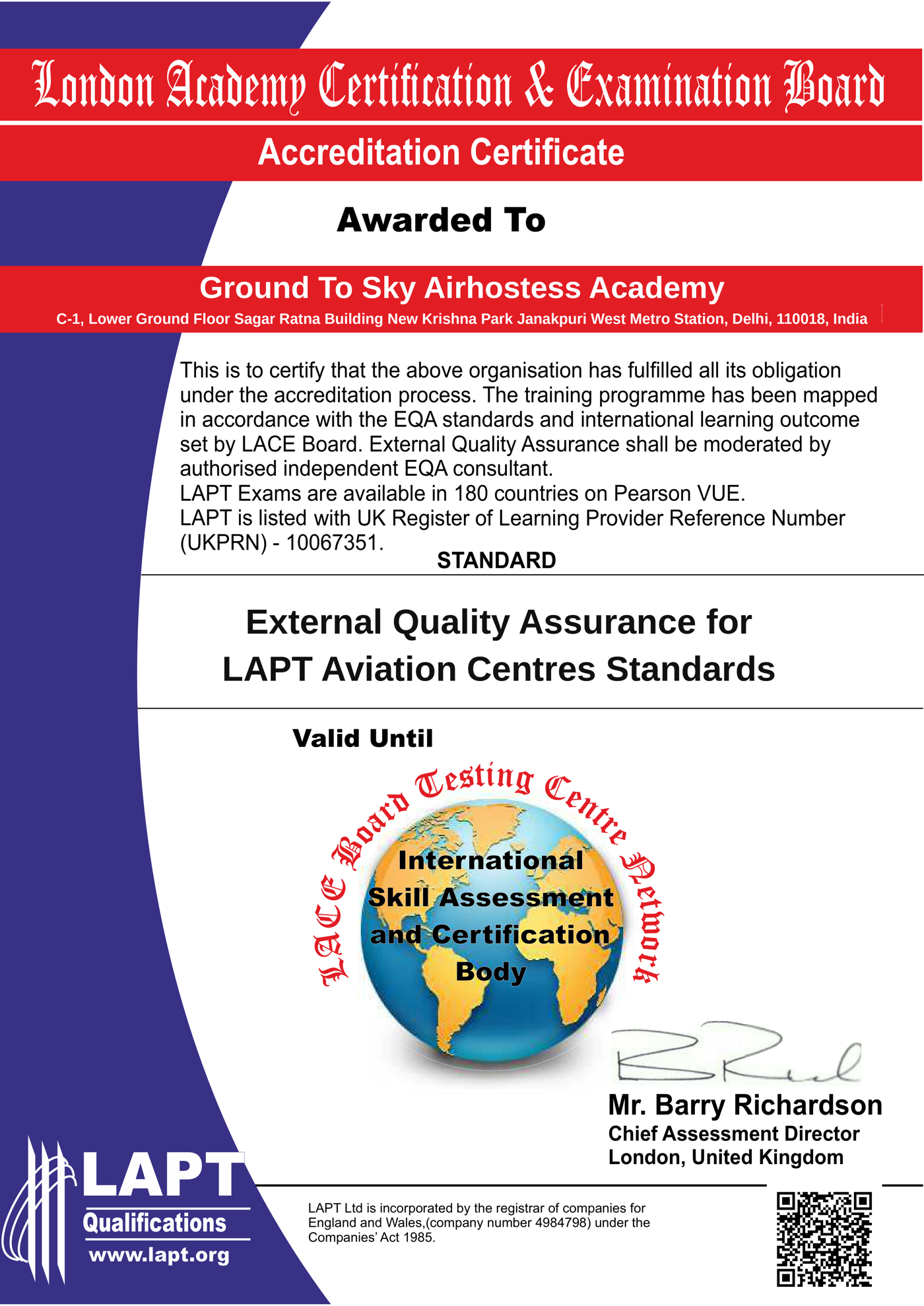 Accreditation certificate