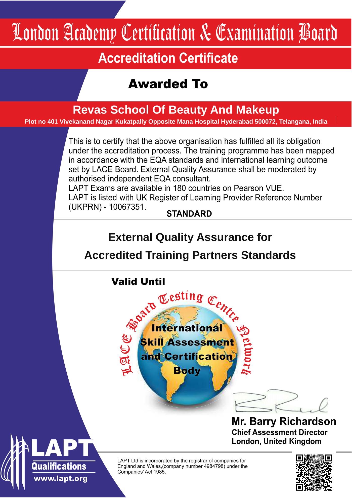 Accreditation certificate
