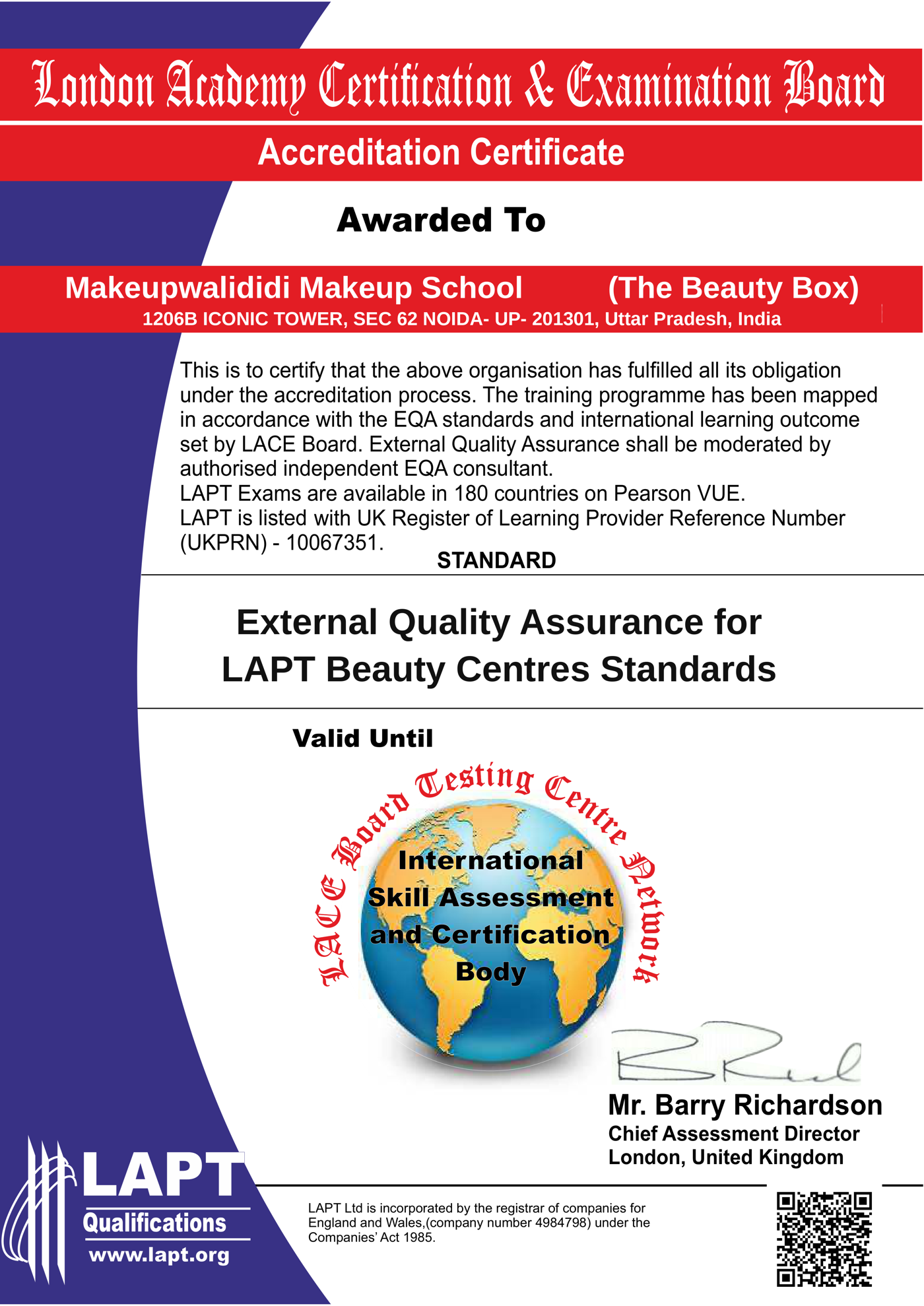 Accreditation certificate